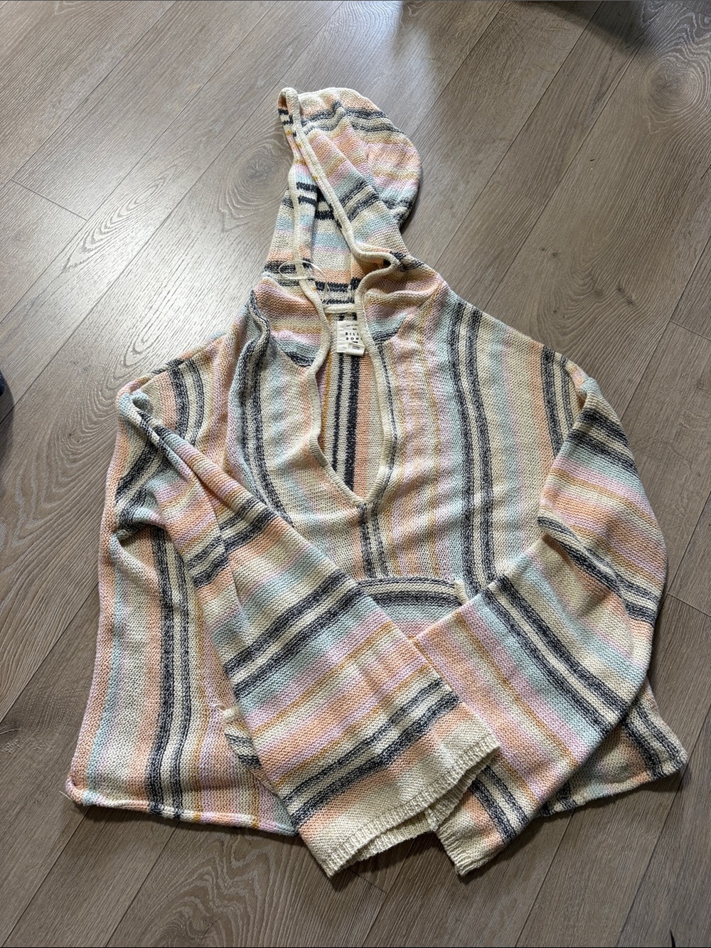 Billabong Pastel Striped Hooded Swim Coverup